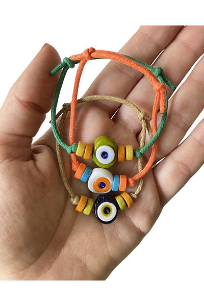 TAKI BY EKİN 3-Piece Adult Bracelet with Glass Evil Eye Beads