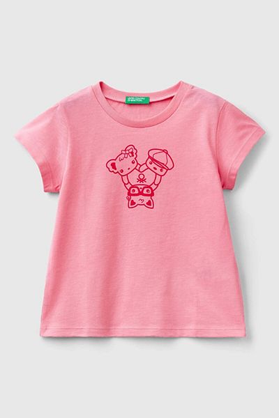Benetton Light Pink Short Sleeve Girl's T-Shirt