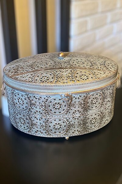 LEMİ DEKORASYON Telkari Bakır Dekoratif Kutu Yükseklik 22 Cm