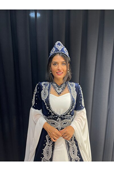 atölyekaftanbutik Lacivert kadife kaftan