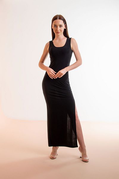 Laranor U-Neck Side Slit Dress