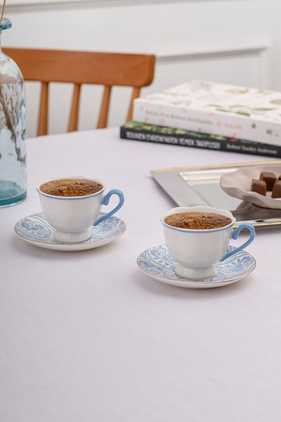 Emsan Aurora 2-Person - 90 ml Blue Bonnet Coffee Cup Set