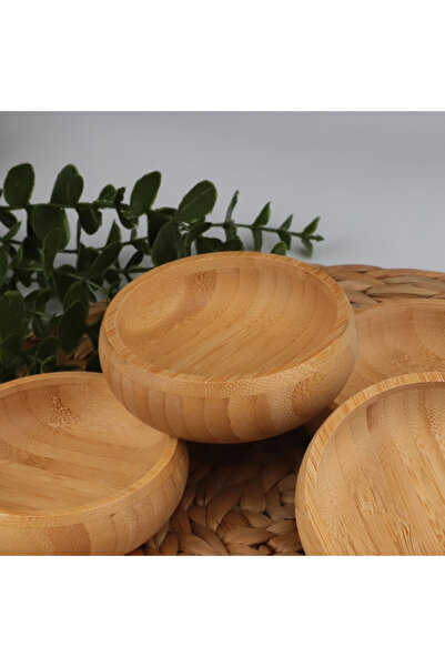 MİEN طقم أوعية للوجبات الخفيفة من الخيزران مكون من 4 قطع