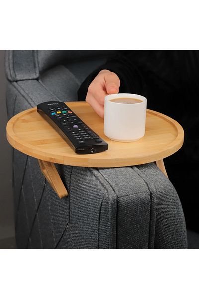 MİEN Mien Bamboo Round Tray - Sofa Handle