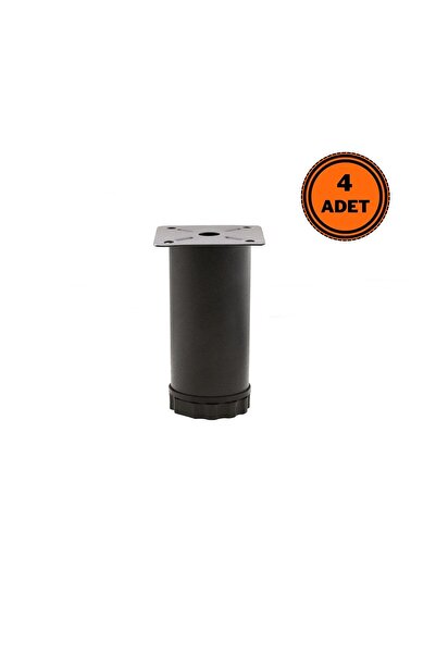 EYM 4 Adet Mobilya Ayağı Metal 6 cm Ayarlı 42 mm Mat Siyah Ayak