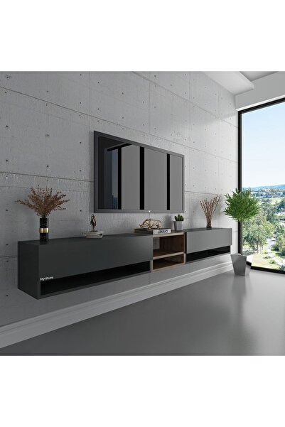 Myniture Home & Living Duvara Monte Tv Sehpası Antrasit S6104-4