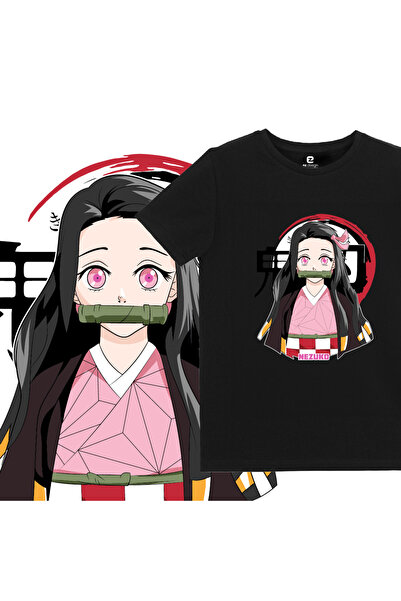 EZ Design تي شيرت مطبوع عليه شخصية Demon Slayer Nezuko Anime للأطفال والمراهقين