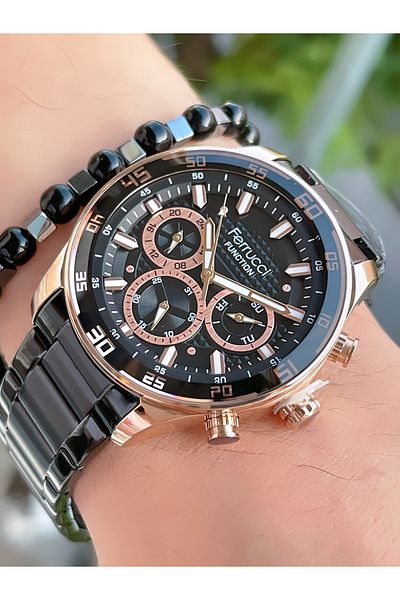 Ferrucci Functional Steel Cord Special Design Men's Wristwatch + Bracelet with Gift