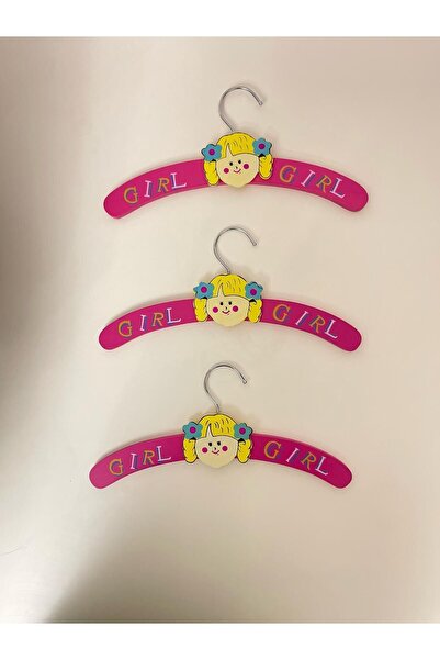 Teknikerpasaj Pembe Çocuk Bebek Ahşap Askılık Askı 5 Adet