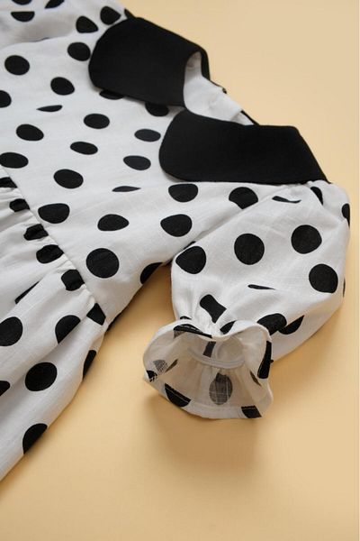 Little Ya Ya Love Rochie KAYLEE cu buline negre - guler pentru bebeluși