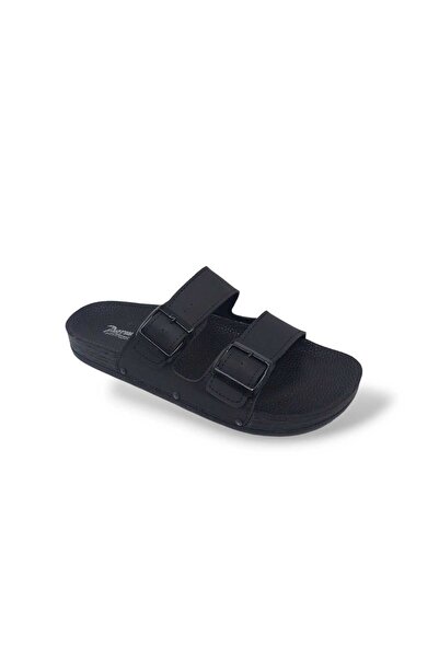 Zerhan Parmi 21351 - Ανδρικές μαύρες παντόφλες με αγκράφα