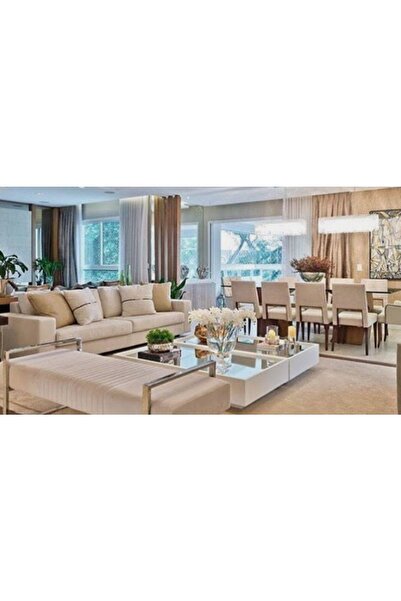 Gençtürk Luxury Beyaz Lake Orta Sehpa 110x110 Yükseklik 26cm 4 Parça Ölçü Ve ...