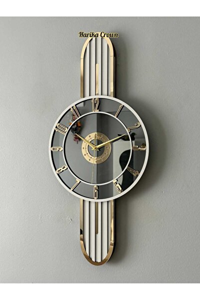 hibiscus Modern Tasarımlı Ahşap ve Aynalı Duvar Saati - Evinize Estetik Dokunuş (66 cm)