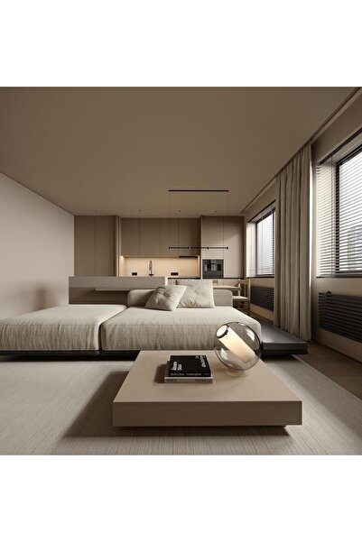 LUXURY VİLLA Luxury Ipek Mat Bej Rengi Lake Orta Sehpa Doğal Ahşap 80x140 Yük...