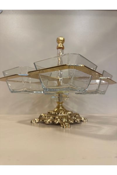 PLUS HOME 4'LÜ DÖKÜM PİRİNÇ KRİSTAL ÇEREZLİK ALTIN