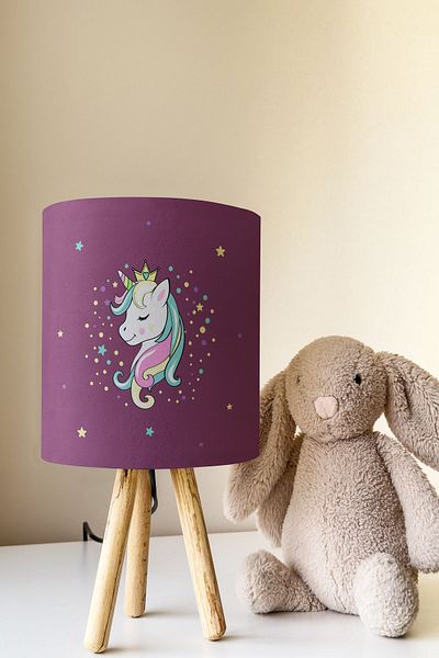 Talia Home Purple Unicorn Children's Room Lampshade Table Lamp Tlab-082