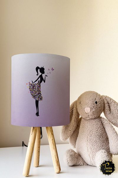 Talia Home Butterfly Patterned Colorful Children's Room Lampshade Table - Tlab-018