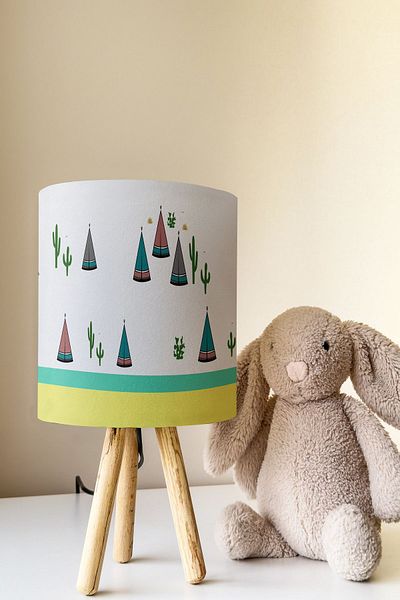 Talia Home White Green Cactus - Children's Room and Lampshade Table Lamp Tlab-128