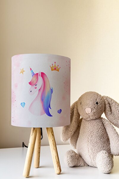 Talia Home مصباح طاولة عاكس الضوء لغرفة الأطفال ملون على شكل وحيد القرن TLAB-081