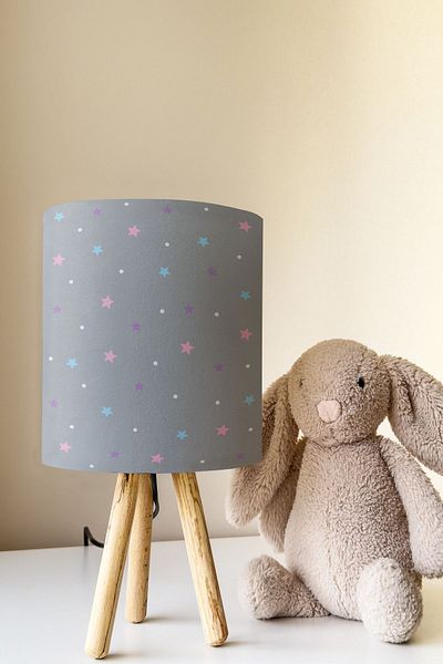 Talia Home Colorful Star Patterned Children's Room Lampshade Table - Tlab-263
