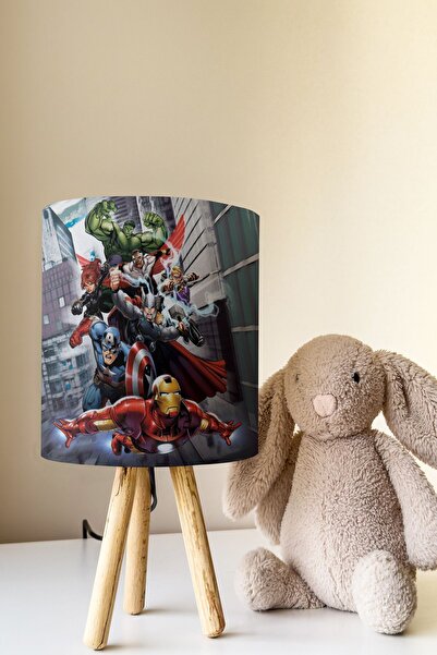 Talia Home Marvel Super Heroes Patterned Children's Room - Lampshade Table Lamp Tlab-302