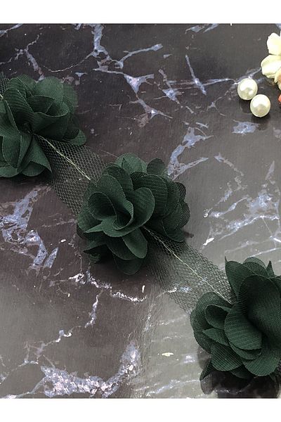 E Elmas Laser Cut Chiffon Flower (59 - 60 Pieces) - Khaki