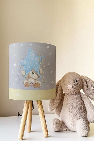 Talia Home Star Holding Teddy Bear Children's Room - Lampshade Table Lamp Tlab-137