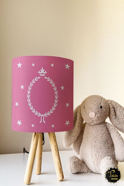 Talia Home Pink Wreath Patterned Children's Room - Lampshade Lamp Tlab-017