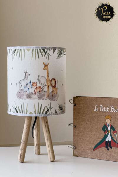 Talia Home غرفة أطفال بنمط حيوان لطيف - مصباح طاولة عاكس الضوء TLAB-041