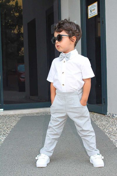 Z KİDS Gray Bow Tie Suit