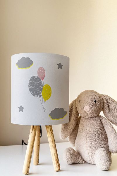 Talia Home Balloon and Cloud Patterned Lampshade Table Lamp for Children's Room - Tlab-161