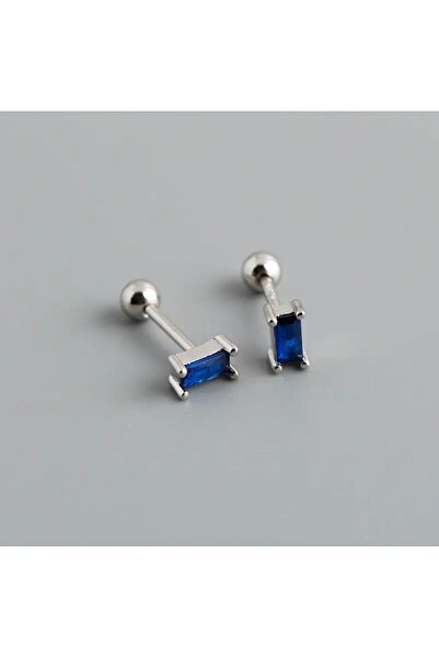 BY DİLEK ÇETİN ACCESSORY Cerrahi Çelik mavi baget taşlı kıkırdak helix tragus...
