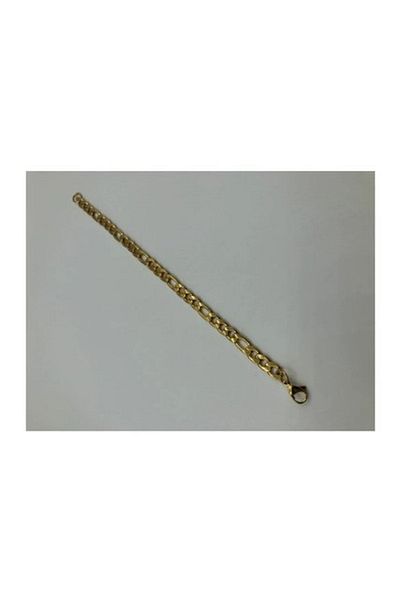 Kusakli Unisex Figaro Gold Bracelet - Spaced and Alloy Detailed