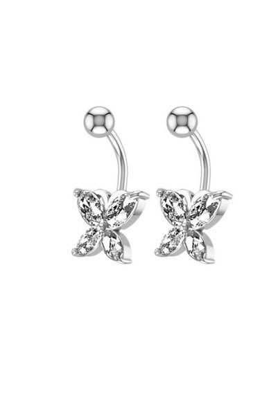 BY DİLEK ÇETİN ACCESSORY Cerrahi Çelik gümüş renk kelebek figürlü göbek piercing