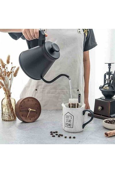 SODELICIOUS COFFEE TEA Barista Kettle Slim Black 1200 ml (Coffee Brewing, Stainless Steel, Water Hold Hot)
