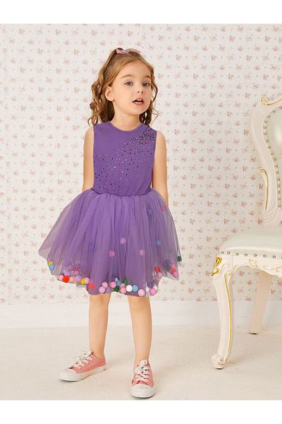 By Piera 09287 Model Rochie Copii cu Pompon