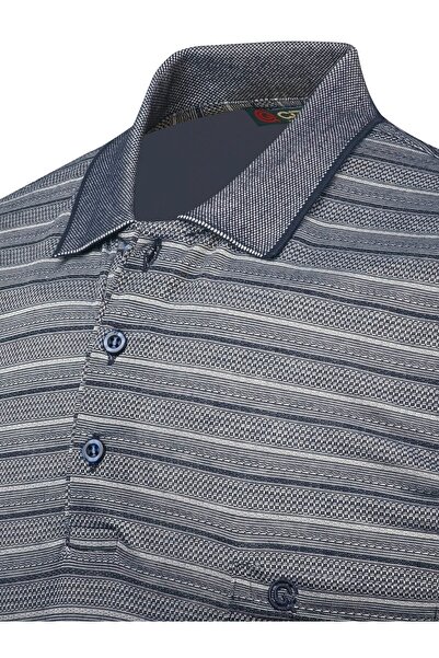 Çizgi Triko Ανδρικό μπλουζάκι πόλο με λαιμόκοψη με κουμπιά τσέπης Classic Fit