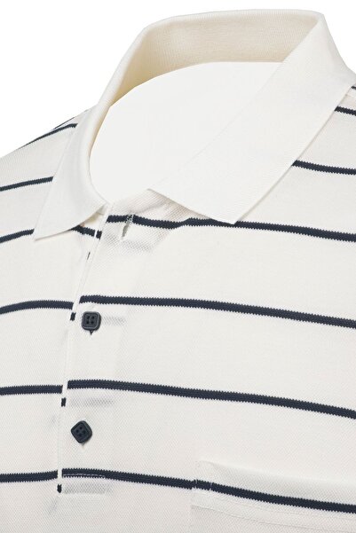 Çizgi Triko Ανδρικό μπλουζάκι πόλο με λαιμόκοψη με κουμπιά τσέπης Classic Fit