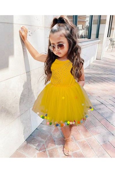 By Piera 09287 Model Rochie Copii cu Pompon