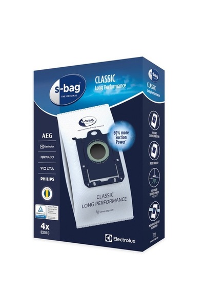 Electrolux Blue E201S S-Bag Classic Long Performance 4-Pack Dust Bag