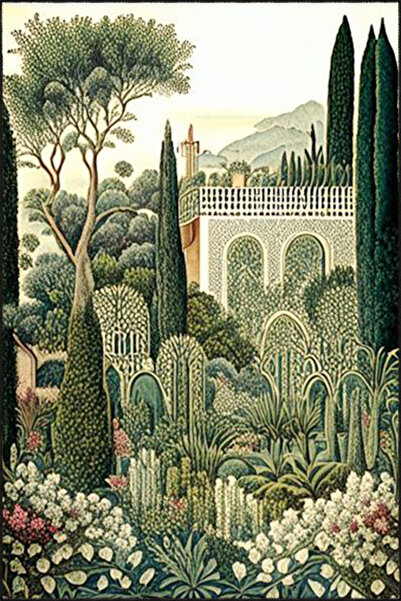 Rugs Modern Halı Yeşil Ağaç ve Doğa Orman Botanik Hayvanlı Desenli Dekoratif ...