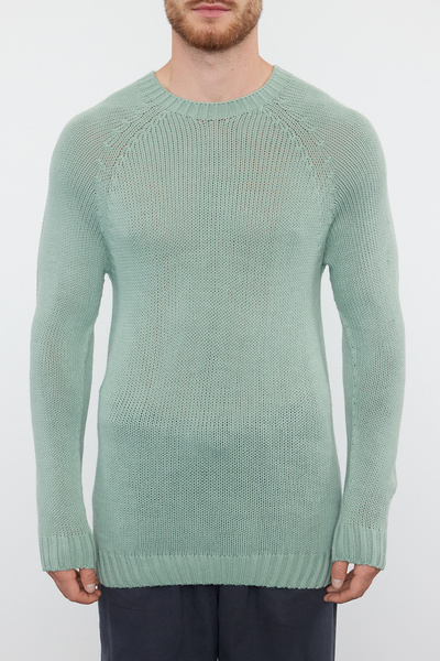 Trendyol Collection Μέντα Χρώμα Slim Fit Crew Neck Basic Πουλόβερ Πουλόβερ - TMNAW25KZ00000