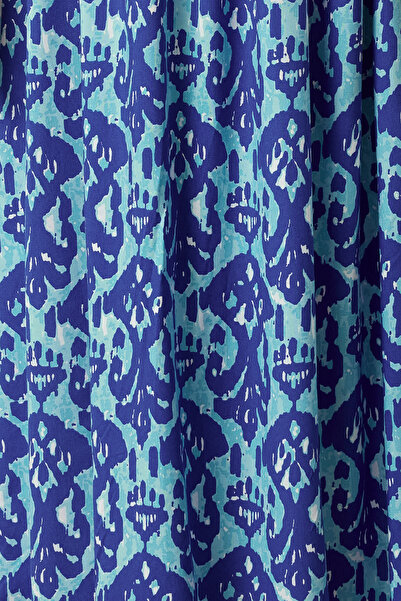 Trendyol Collection Rochie cu guler dublu cu imprimeu albastru, linie A - TWOSS24EL01054