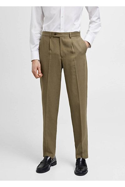 MANGO Man Slim Fit Pleated Suit Pants