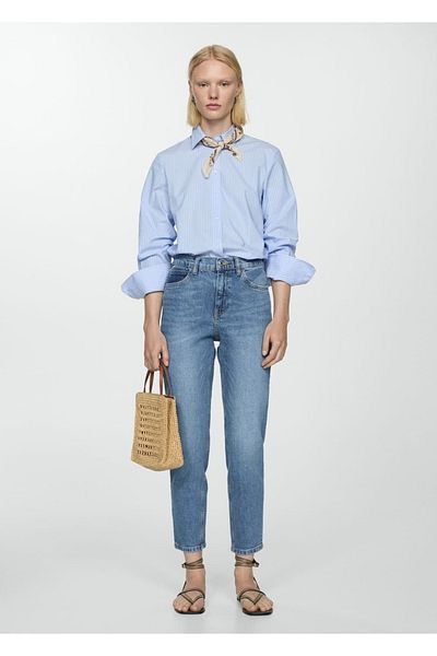MANGO Woman Blugi cu talie înaltă confortabili pentru mama