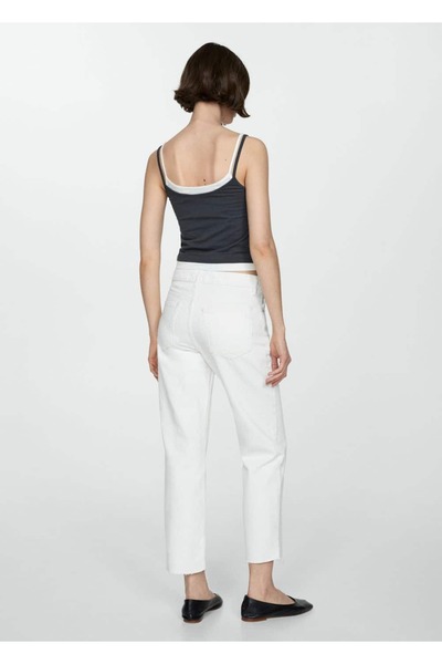 MANGO Woman Düz kesim crop jean