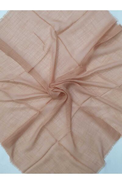 BENLİ Kadın Somon Koton Pamuklu Flamlı 100x100cm Düz Renk Eşarp
