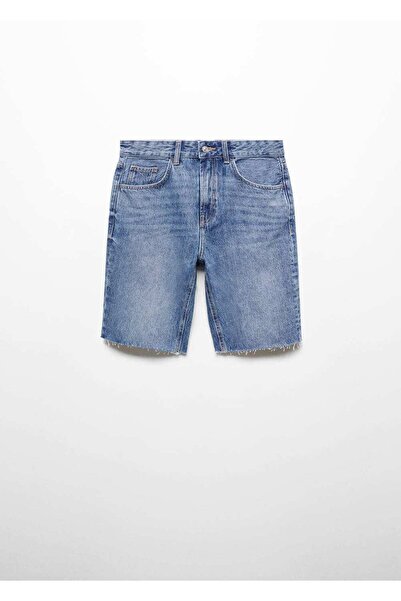 MANGO Woman Paçaları dikişsiz denim bermuda şort
