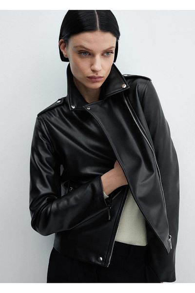 MANGO Woman Bikerjacke in Lederoptik