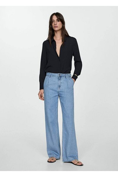 MANGO Woman Blugi cu capse drepte